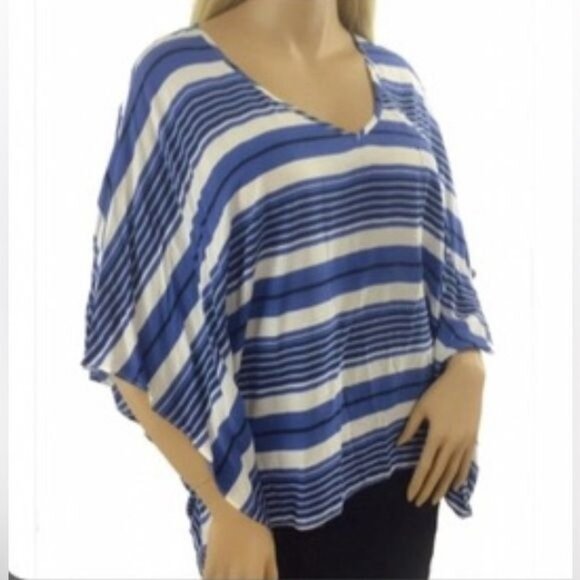 Karen Kane Tops - NWT Nordstrom x Karen Kane Angel Flutter Sleeve Blue White Black Striped Top